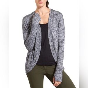 Athleta Pose Wrap Long Sleeve Heather Gray Open Front Cardigan Thumbholes Sz XXS